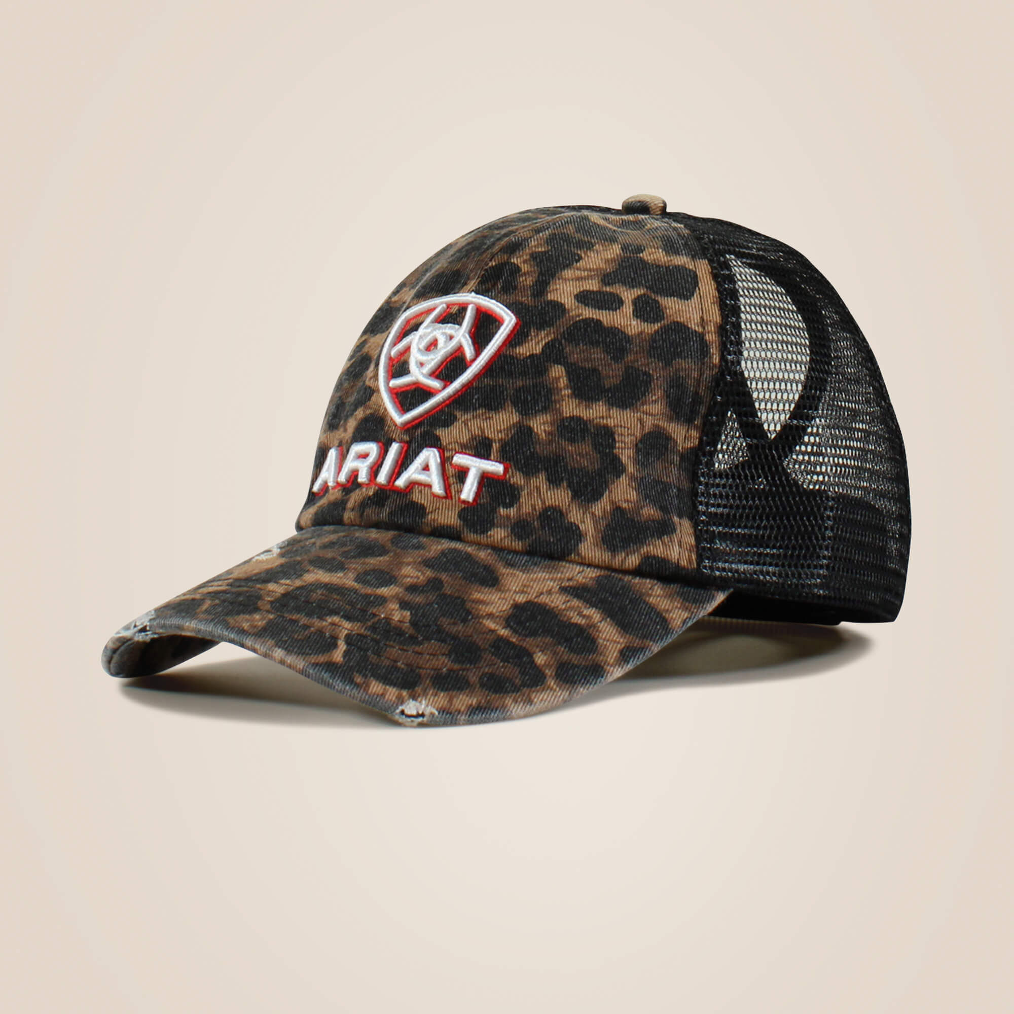 Embossed logo cheetah print cap