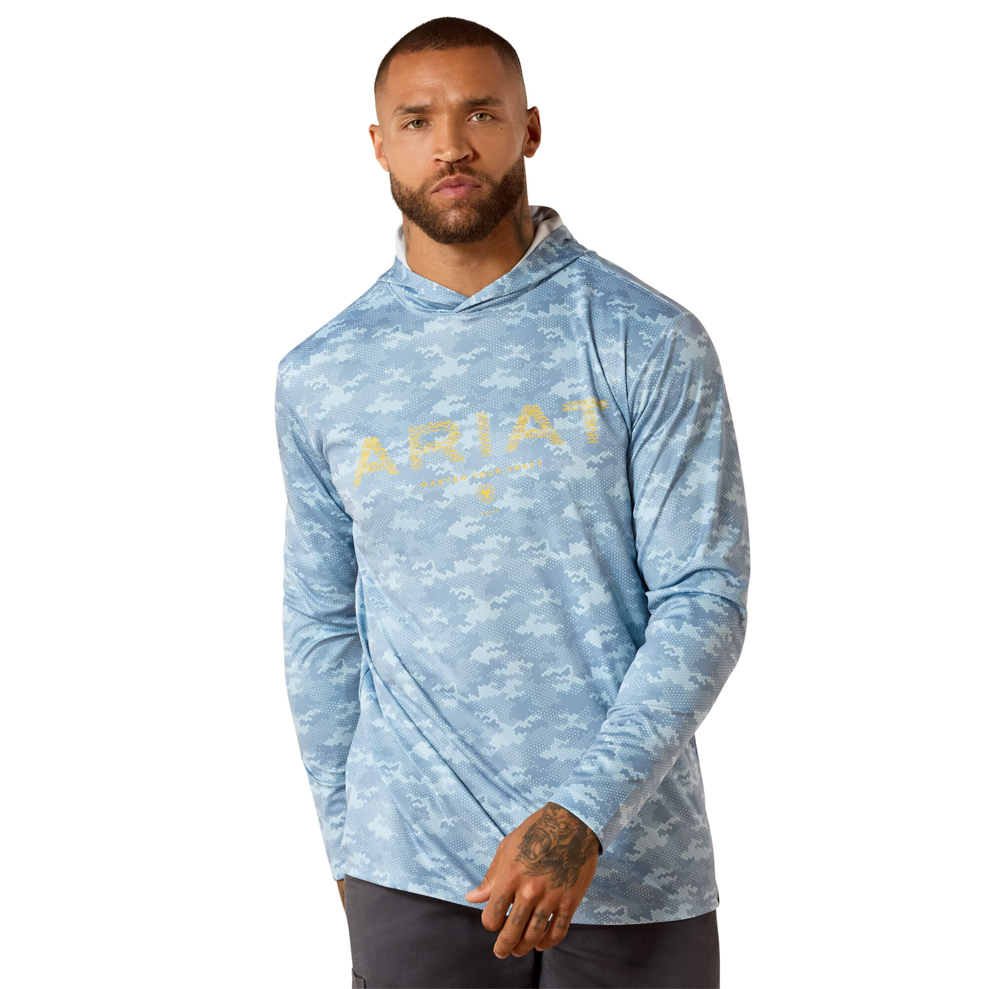 Rebar Sunblocker Printed Craft Hooded Long Sleeve T-Shirt