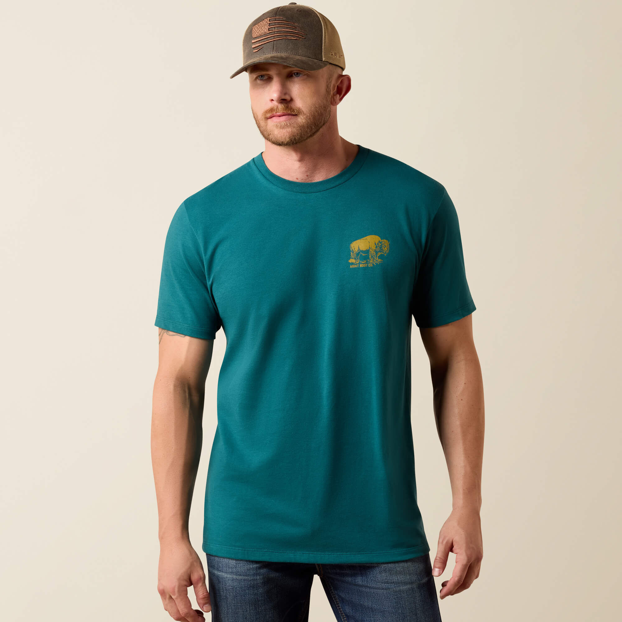 Ariat Bison Wander Flag Classic Fit T-Shirt