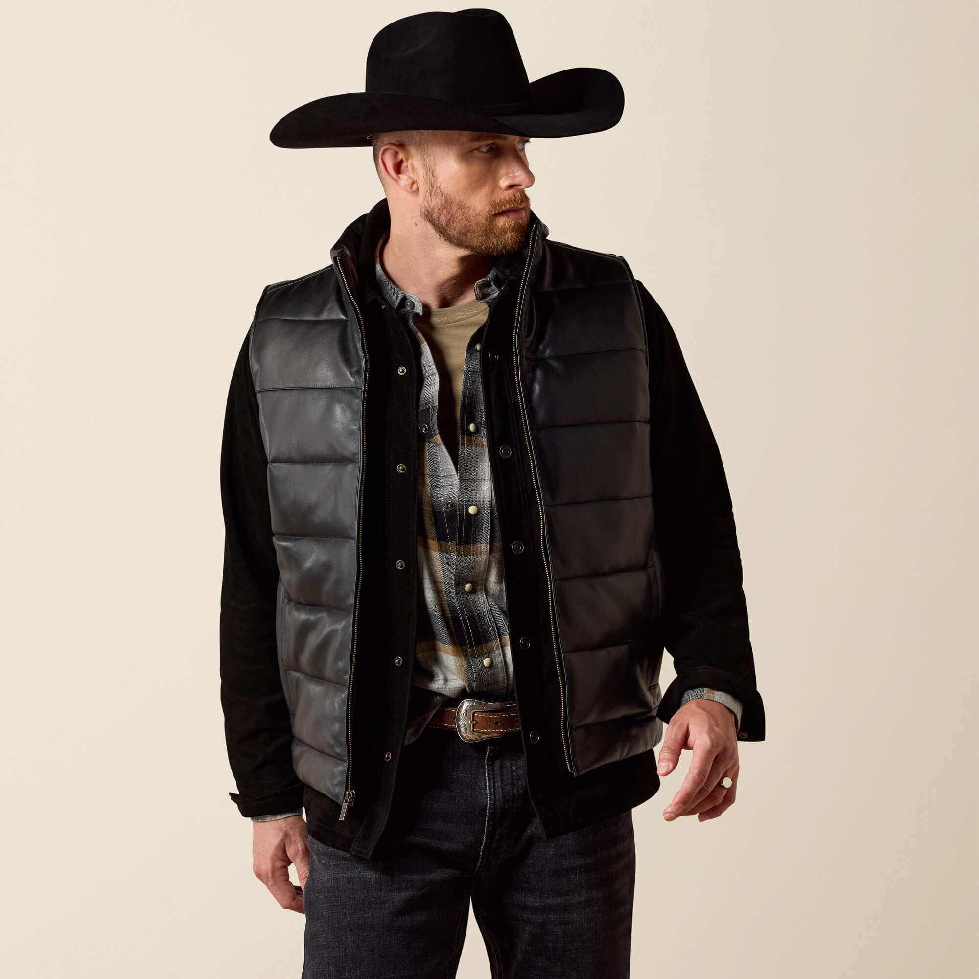 BenchMade Lamb Leather Puffer Vest